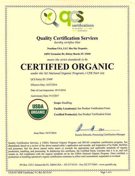 Organic Certification Labels