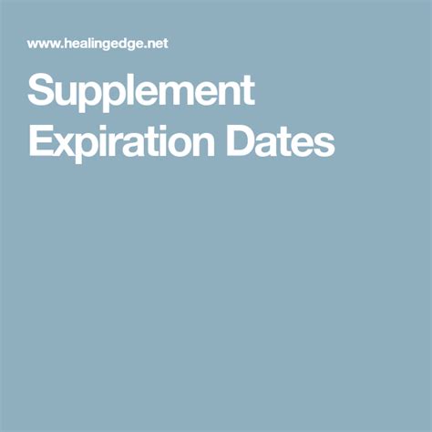 Supplement Expiration Date